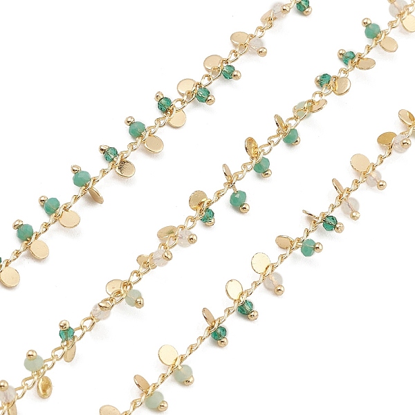 PandaHall Brass Link Chains, with Medium Aquamarine Beads & Flat Round Charms, Unwelded, with Spool, Real 18K Gold Plated, 3x2x0.2mm Brass
PandaHall Brass Link Chains, with Medium Aquamarine Beads & Flat Round Charms, Unwelded, with Spool, Real 18K Gold Plated, 3x2x0.2mm Brass