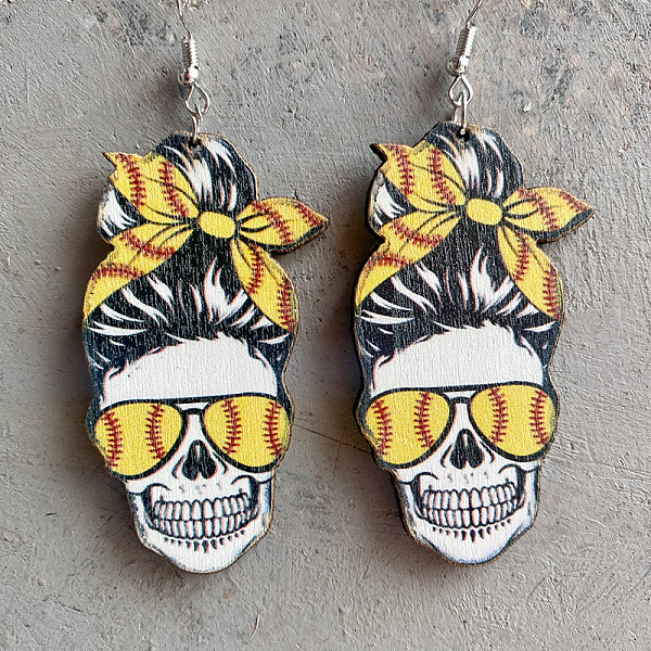 PandaHall Natural Wood Dangle Earrings, with Iron Earring Hooks, Skull with Spectacles, Platinum, Yellow, 80mm Wood Yellow
PandaHall Natural Wood Dangle Earrings, with Iron Earring Hooks, Skull with Spectacles, Platinum, Yellow, 80mm Wood Yellow