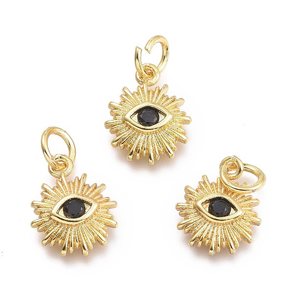 PandaHall Brass Micro Pave Cubic Zirconia Pendants, with Jump Ring, Sun with Eye, Real 18K Gold Plated, Black, 12.5x10x2.7mm, Jump Rings...
PandaHall Brass Micro Pave Cubic Zirconia Pendants, with Jump Ring, Sun with Eye, Real 18K Gold Plated, Black, 12.5x10x2.7mm, Jump Rings...