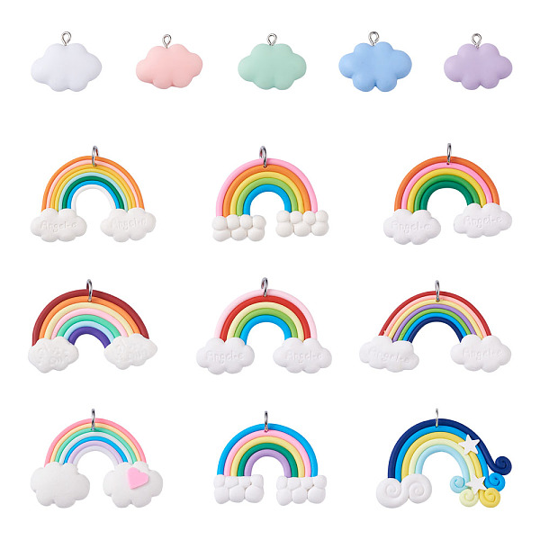 PandaHall Resin and Polymer Clay Pendants, with Platinum Plated Iron Loop, Cloud & Rainbow, Mixed Color, 22~40x26~58x5~7mm, Hole: 2~7mm..., Multicolor
PandaHall Resin and Polymer Clay Pendants, with Platinum Plated Iron Loop, Cloud & Rainbow, Mixed Color, 22~40x26~58x5~7mm, Hole: 2~7mm..., Multicolor