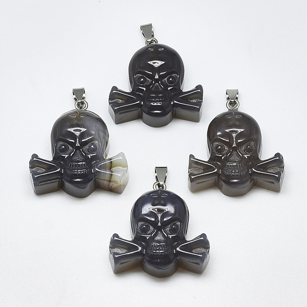 PandaHall Natural Grey Agate Pendants, with Stainless Steel Snap On Bails, Skull, Stainless Steel Color, 34~36x35~37x12~13mm, Hole...
PandaHall Natural Grey Agate Pendants, with Stainless Steel Snap On Bails, Skull, Stainless Steel Color, 34~36x35~37x12~13mm, Hole...