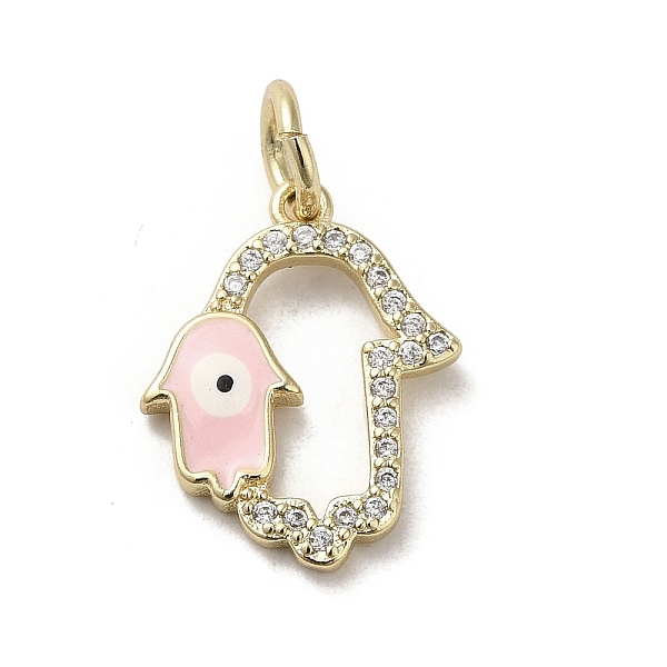 PandaHall Brass Micro Pave Cubic Zirconia Pendants, with Enamel, with Jump Ring, Real 18K Gold Plated, Hamsa Hand/Hand of Miriam with Evil..., Pink
PandaHall Brass Micro Pave Cubic Zirconia Pendants, with Enamel, with Jump Ring, Real 18K Gold Plated, Hamsa Hand/Hand of Miriam with Evil..., Pink