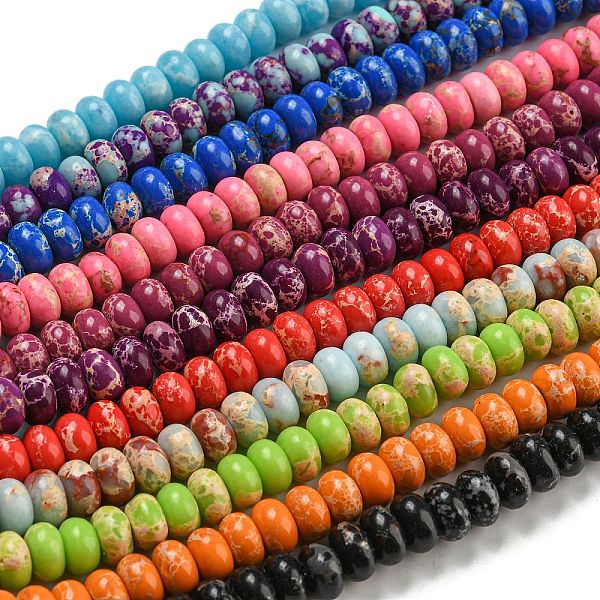 PandaHall Synthetic Mixed Gemstone Beads Strands, Synthetic Imperial Jasper & Snowflake Obsidian, Dyed, Rondelle, Mixed Color, 8~8.5x5~5.5mm..., Multicolor
PandaHall Synthetic Mixed Gemstone Beads Strands, Synthetic Imperial Jasper & Snowflake Obsidian, Dyed, Rondelle, Mixed Color, 8~8.5x5~5.5mm..., Multicolor