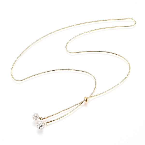 PandaHall Adjustable 304 Stainless Steel Lariat Necklaces, Slider Necklaces, with Snake Chains and Polymer Clay Rhinestone, Pave Disco Ball..., Clear
PandaHall Adjustable 304 Stainless Steel Lariat Necklaces, Slider Necklaces, with Snake Chains and Polymer Clay Rhinestone, Pave Disco Ball..., Clear