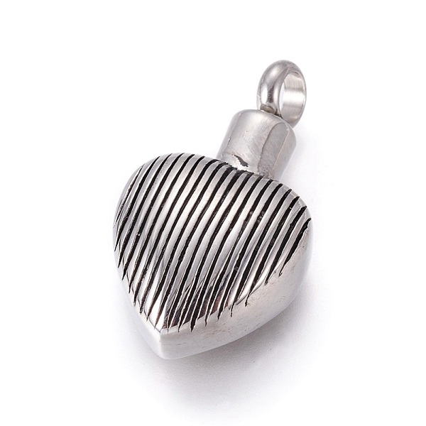 PandaHall Retro 304 Stainless Steel Pendants, Perfume Bottle, Heart, Antique Silver, 27.5x15.5x7.5mm, Hole: 4mm 304 Stainless Steel Heart
PandaHall Retro 304 Stainless Steel Pendants, Perfume Bottle, Heart, Antique Silver, 27.5x15.5x7.5mm, Hole: 4mm 304 Stainless Steel Heart