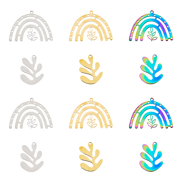 PandaHall DICOSMETIC 12Pcs 6 Styles 201 Stainless Steel Pendants, Laser Cut, Leaf, Mixed Color, 25.5~26x20~36.5x1mm, Hole: 1.6mm, 2pcs/style...
PandaHall DICOSMETIC 12Pcs 6 Styles 201 Stainless Steel Pendants, Laser Cut, Leaf, Mixed Color, 25.5~26x20~36.5x1mm, Hole: 1.6mm, 2pcs/style...