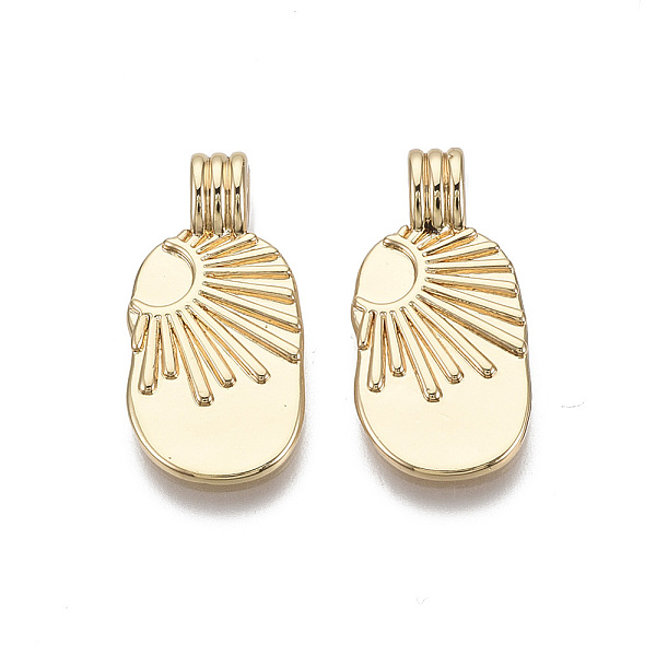 PandaHall Brass Pendants, Oval with Sun, Nickel Free, Real 18K Gold Plated, 21.5x10.5x4.5mm, Hole: 2mm Brass Oval
PandaHall Brass Pendants, Oval with Sun, Nickel Free, Real 18K Gold Plated, 21.5x10.5x4.5mm, Hole: 2mm Brass Oval