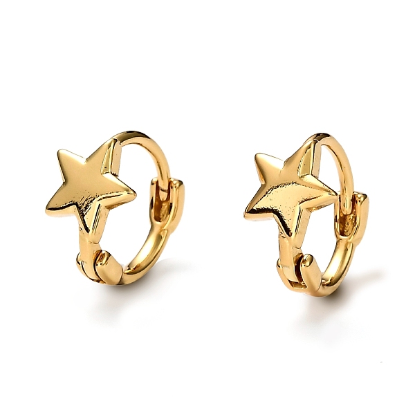 PandaHall Brass Huggie Hoop Earrings, Ring with Star, Real 18K Gold Plated, 10x2mm, Pin: 1mm Brass Star
PandaHall Brass Huggie Hoop Earrings, Ring with Star, Real 18K Gold Plated, 10x2mm, Pin: 1mm Brass Star