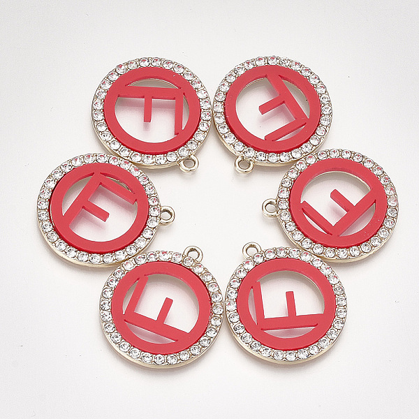 PandaHall Acrylic Pendants, with Crystal Rhinestone and Alloy Findings, Flat Round with Letter, Light Gold, Red, Letter.F, 28x25x3mm, Hole...
PandaHall Acrylic Pendants, with Crystal Rhinestone and Alloy Findings, Flat Round with Letter, Light Gold, Red, Letter.F, 28x25x3mm, Hole...