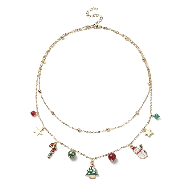 PandaHall Brass Satellite Chains Double Layer Necklace, Candy Cane & Tree & Santa Claus Alloy Enamel Charms Christmas Necklace for Women..., Multicolor
PandaHall Brass Satellite Chains Double Layer Necklace, Candy Cane & Tree & Santa Claus Alloy Enamel Charms Christmas Necklace for Women..., Multicolor
