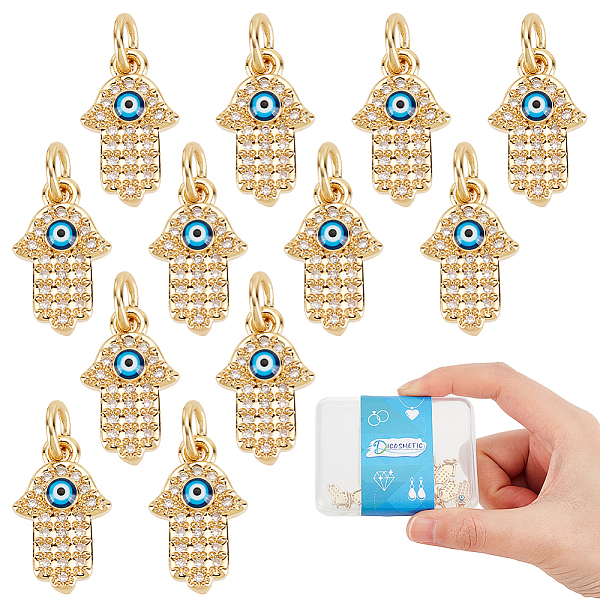 PandaHall DICOSMETIC 2 Styles 12Pcs Hamsa Hand Pendants Brass Micro Pave Cubic Zirconia Charms Blue Evil Eye Charms Hand of Fatima...
PandaHall DICOSMETIC 2 Styles 12Pcs Hamsa Hand Pendants Brass Micro Pave Cubic Zirconia Charms Blue Evil Eye Charms Hand of Fatima...