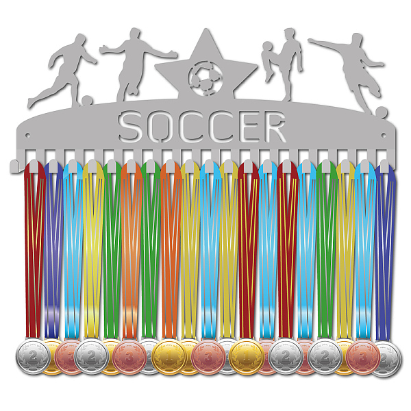 PandaHall Fashion Iron Medal Hanger Holder Display Wall Rack, 20-Hooks, with Screws, Silver, Football, 150x400mm, Hole: 5mm Iron Football...
PandaHall Fashion Iron Medal Hanger Holder Display Wall Rack, 20-Hooks, with Screws, Silver, Football, 150x400mm, Hole: 5mm Iron Football...