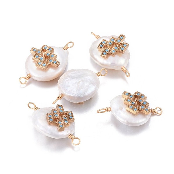 PandaHall Natural Pearl Links connectors, with Brass Micro Pave Cubic Zirconia Findings, Flat Round with Constellation, Golden, Deep Sky..., Blue
PandaHall Natural Pearl Links connectors, with Brass Micro Pave Cubic Zirconia Findings, Flat Round with Constellation, Golden, Deep Sky..., Blue