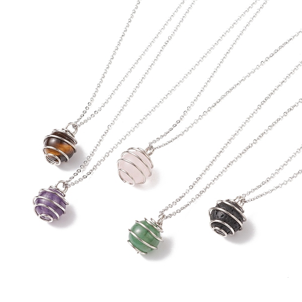 PandaHall Natural Gemstone Cage Pendant Necklace with 304 Stainless Steel Cable Chains for Women, Stainless Steel Color, 17.52 inch(44.5cm)...
PandaHall Natural Gemstone Cage Pendant Necklace with 304 Stainless Steel Cable Chains for Women, Stainless Steel Color, 17.52 inch(44.5cm)...