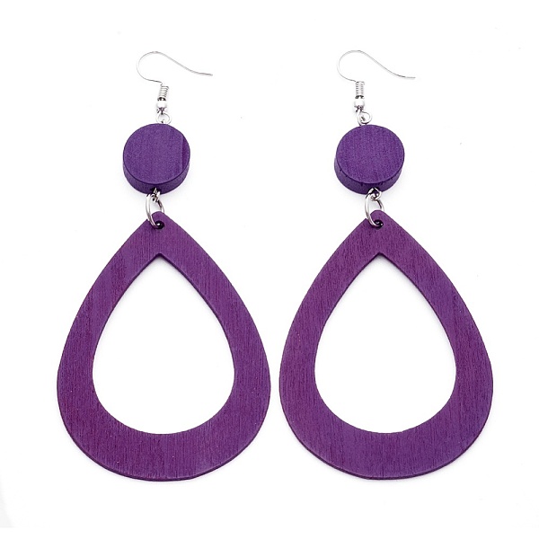 PandaHall Trendy Teardrop Wood Dangle Earrings, with Platinum Plated Iron Earring Hooks, Purple, 105x45mm, Pin: 0.8mm Wood Purple
PandaHall Trendy Teardrop Wood Dangle Earrings, with Platinum Plated Iron Earring Hooks, Purple, 105x45mm, Pin: 0.8mm Wood Purple