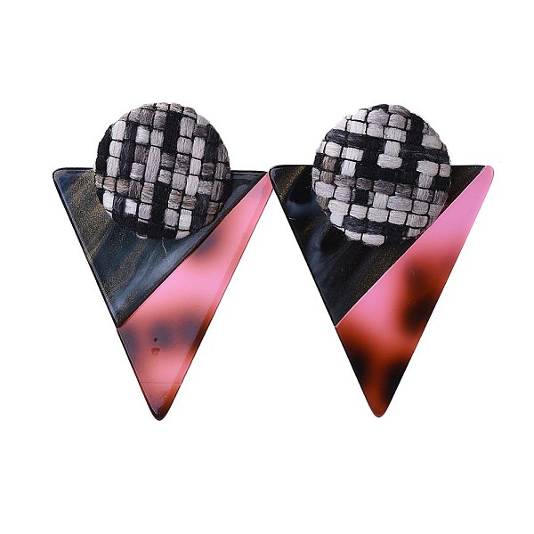 PandaHall Cellulose Acetate(Resin) Ear Studs, with Cloth Fabric Covered and 304 Stainless Steel Findings, Triangle, Brown, 59x42.5x9mm, Pin...
PandaHall Cellulose Acetate(Resin) Ear Studs, with Cloth Fabric Covered and 304 Stainless Steel Findings, Triangle, Brown, 59x42.5x9mm, Pin...