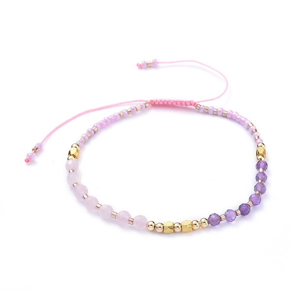 PandaHall Adjustable Nylon Thread Braided Bead Bracelets, with Natural Rose Quartz & Amethy stBeads, Glass Seed Beads and Brass Beads, Pink...
PandaHall Adjustable Nylon Thread Braided Bead Bracelets, with Natural Rose Quartz & Amethy stBeads, Glass Seed Beads and Brass Beads, Pink...