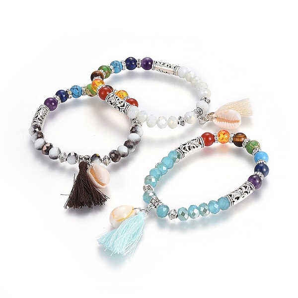 PandaHall Chakra Jewelry, Cotton Thread Tassels Pendant Stretch Bracelets, with Natural & Synthetic Mixed Stone Beads, Glass Beads, Cowrie..., Multicolor
PandaHall Chakra Jewelry, Cotton Thread Tassels Pendant Stretch Bracelets, with Natural & Synthetic Mixed Stone Beads, Glass Beads, Cowrie..., Multicolor