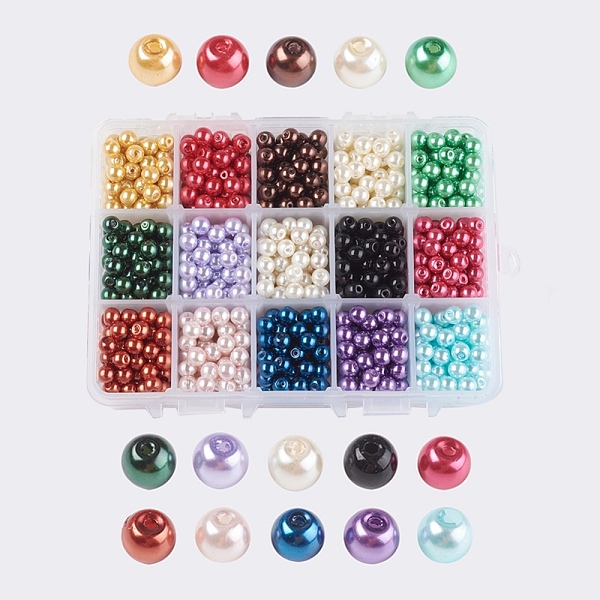 PandaHall 15 Color Glass Pearl Beads, Dyed, Round, Mixed Color, 6mm, Hole: 1mm, about 70pcs/color, about 1050pcs/box Glass Round Multicolor
PandaHall 15 Color Glass Pearl Beads, Dyed, Round, Mixed Color, 6mm, Hole: 1mm, about 70pcs/color, about 1050pcs/box Glass Round Multicolor