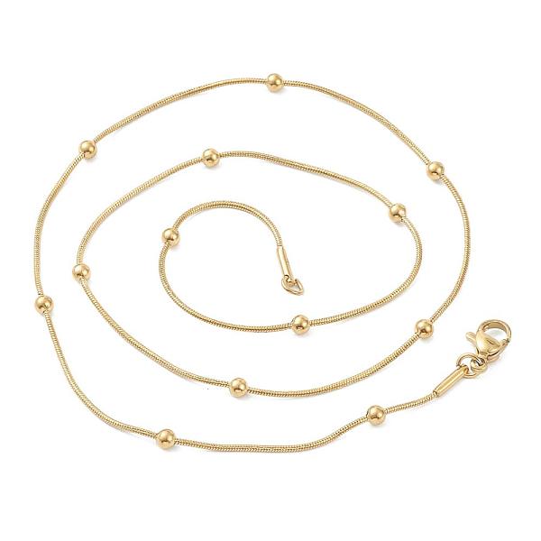 PandaHall Vacuum Plating 304 Stainless Steel Round Snake Chain Necklaces, with Round Beads, Golden, 17.71 inch(45cm) 304 Stainless Steel
PandaHall Vacuum Plating 304 Stainless Steel Round Snake Chain Necklaces, with Round Beads, Golden, 17.71 inch(45cm) 304 Stainless Steel
