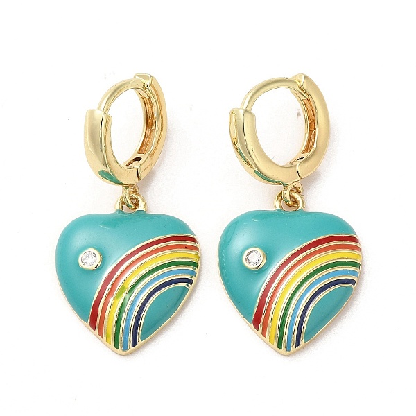 PandaHall Heart with Rainbow Real 18K Gold Plated Brass Dangle Hoop Earrings, with Cubic Zirconia and Enamel, Medium Turquoise, 34.5x18mm...
PandaHall Heart with Rainbow Real 18K Gold Plated Brass Dangle Hoop Earrings, with Cubic Zirconia and Enamel, Medium Turquoise, 34.5x18mm...