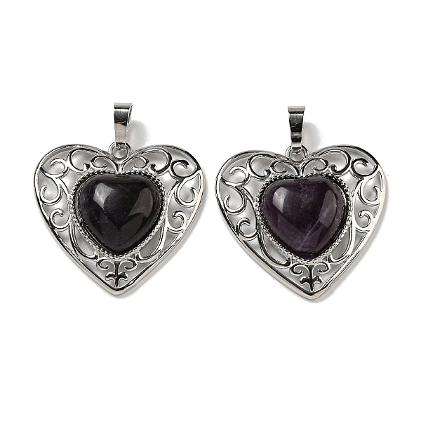 PandaHall Natural Amethyst Peach Love Heart Pendants, Rack Plating Brass Hollow Heart Charms, Cadmium Free & Lead Free, 29.5x30.5x7.5mm...
PandaHall Natural Amethyst Peach Love Heart Pendants, Rack Plating Brass Hollow Heart Charms, Cadmium Free & Lead Free, 29.5x30.5x7.5mm...