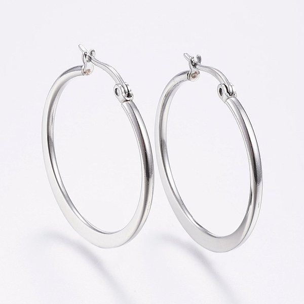 PandaHall 304 Stainless Steel Hoop Earrings, Hypoallergenic Earrings, Flat Ring Shape, Stainless Steel Color, 29~31x2mm, Pin: 0.7x1mm 304...
PandaHall 304 Stainless Steel Hoop Earrings, Hypoallergenic Earrings, Flat Ring Shape, Stainless Steel Color, 29~31x2mm, Pin: 0.7x1mm 304...