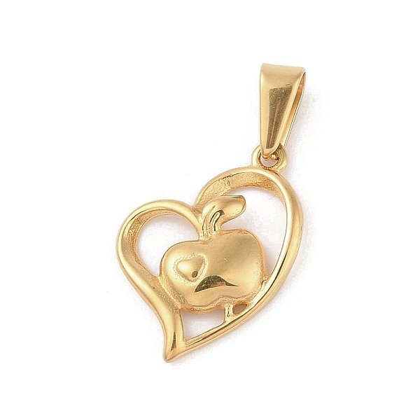 PandaHall Vacuum Plating 304 Stainless Steel Pendants, Heart with Apple Charm, Golden, 21.5x16x3.5mm, Hole: 6x3mm 304 Stainless Steel Heart
PandaHall Vacuum Plating 304 Stainless Steel Pendants, Heart with Apple Charm, Golden, 21.5x16x3.5mm, Hole: 6x3mm 304 Stainless Steel Heart