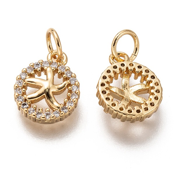 PandaHall Brass Micro Pave Clear Cubic Zirconia Charms, Long-Lasting Plated, with Jump Ring, Flat Round with Starfish Shape, Golden...
PandaHall Brass Micro Pave Clear Cubic Zirconia Charms, Long-Lasting Plated, with Jump Ring, Flat Round with Starfish Shape, Golden...