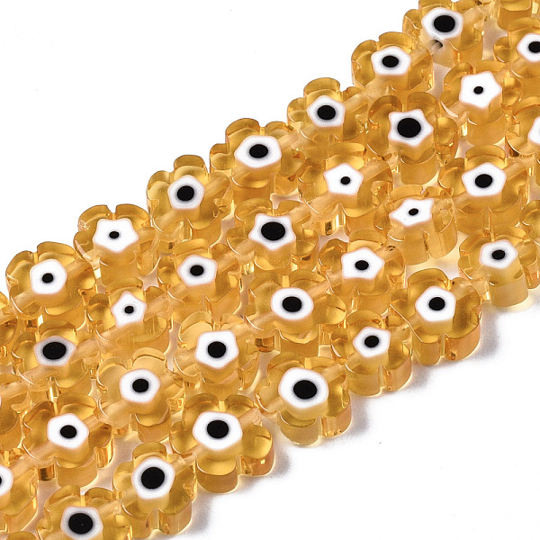PandaHall Handmade Lampwork Beads Strands, Flower with Evil Eye, Goldenrod, 6~7x6~7.5x3mm, Hole: 0.7mm, about 63~65pcs/strand, 15.75..., Gold
PandaHall Handmade Lampwork Beads Strands, Flower with Evil Eye, Goldenrod, 6~7x6~7.5x3mm, Hole: 0.7mm, about 63~65pcs/strand, 15.75..., Gold