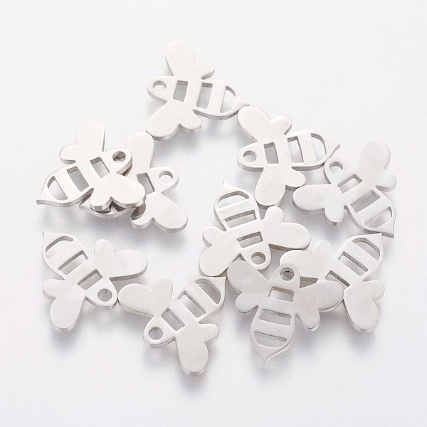 PandaHall 304 Stainless Steel Charms, Bee, Stainless Steel Color, 12.5x14x1mm, Hole: 1.5mm 304 Stainless Steel Bees
PandaHall 304 Stainless Steel Charms, Bee, Stainless Steel Color, 12.5x14x1mm, Hole: 1.5mm 304 Stainless Steel Bees