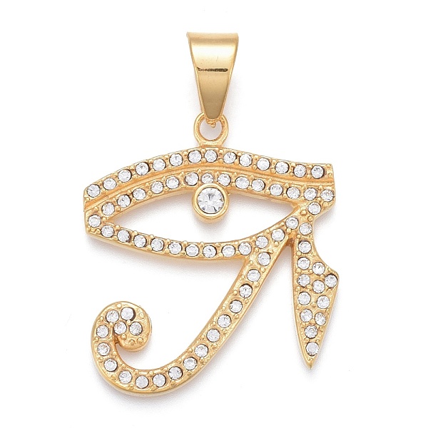 PandaHall 304 Stainless Steel Pendants, with Crystal Rhinestone, Eye of RaEye of Ra/Re, Golden, 38.5x34x4mm, Hole: 8x11mm Stainless..., Clear
PandaHall 304 Stainless Steel Pendants, with Crystal Rhinestone, Eye of RaEye of Ra/Re, Golden, 38.5x34x4mm, Hole: 8x11mm Stainless..., Clear