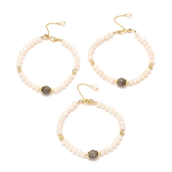 PandaHall Natural Labradorite Beaded Bracelets, Real 18K Gold Plated, with Natural Pearls, Brass Bead, Long-Lasting Plated, 6-7/8 inch..., White
PandaHall Natural Labradorite Beaded Bracelets, Real 18K Gold Plated, with Natural Pearls, Brass Bead, Long-Lasting Plated, 6-7/8 inch..., White
