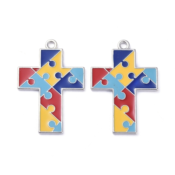 PandaHall Alloy Enamel Pendants, Cross with Puzzle Autism Symbo, Colorfull, Platinum, 37.5x26x1.5mm, Hole: 2mm Alloy+Enamel Cross
PandaHall Alloy Enamel Pendants, Cross with Puzzle Autism Symbo, Colorfull, Platinum, 37.5x26x1.5mm, Hole: 2mm Alloy+Enamel Cross