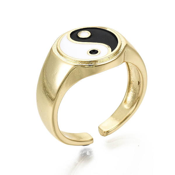 PandaHall Brass Enamel Cuff Rings, Open Rings, Nickel Free, Gossip/Yin Yang, Black & White, Real 16K Gold Plated, Inner Diameter: 17mm Brass...
PandaHall Brass Enamel Cuff Rings, Open Rings, Nickel Free, Gossip/Yin Yang, Black & White, Real 16K Gold Plated, Inner Diameter: 17mm Brass...