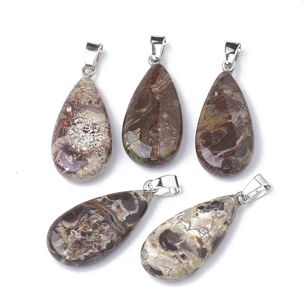 PandaHall Natural Flower Agate Pendants, with Iron Snap On Bails, teardrop, Platinum, 33~35x15~16x6~7mm, Hole: 4x6mm Flower Agate Teardrop
PandaHall Natural Flower Agate Pendants, with Iron Snap On Bails, teardrop, Platinum, 33~35x15~16x6~7mm, Hole: 4x6mm Flower Agate Teardrop