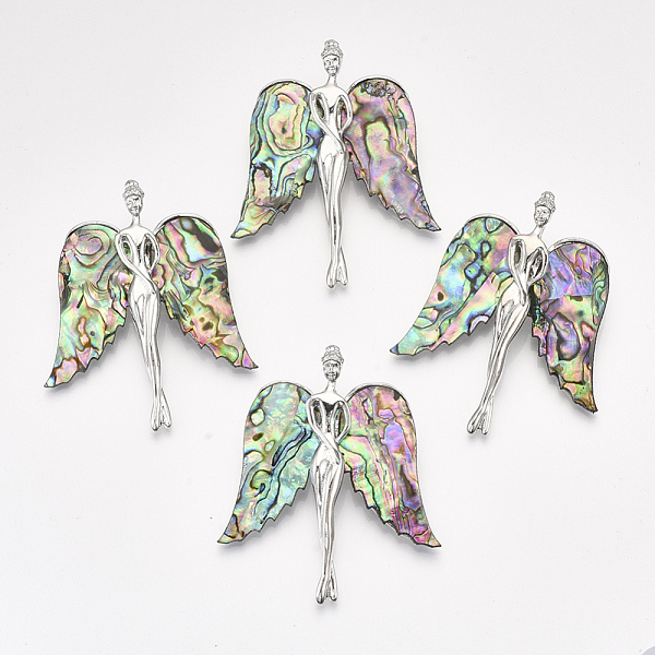 PandaHall Abalone Shell/Paua Shell Brooches/Pendants, with Alloy Findings and Resin Bottom, Angel, Platinum, Colorful, 64x54x14mm, Hole...
PandaHall Abalone Shell/Paua Shell Brooches/Pendants, with Alloy Findings and Resin Bottom, Angel, Platinum, Colorful, 64x54x14mm, Hole...