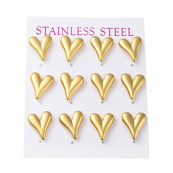 PandaHall Vacuum Plating 304 Stainless Steel Stud Earring, Heart, Golden, 14x12mm, 12pcs/set 304 Stainless Steel Heart
PandaHall Vacuum Plating 304 Stainless Steel Stud Earring, Heart, Golden, 14x12mm, 12pcs/set 304 Stainless Steel Heart
