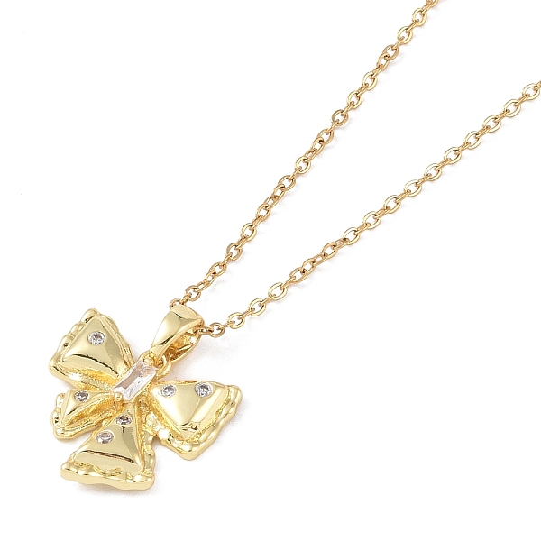 PandaHall 201 Stainless Steel Cable Chain Necklaces, Brass Micro Pave Clear Cubic Zirconia Pendant Necklaces, Bowknot, Real 18K Gold Plated...
PandaHall 201 Stainless Steel Cable Chain Necklaces, Brass Micro Pave Clear Cubic Zirconia Pendant Necklaces, Bowknot, Real 18K Gold Plated...