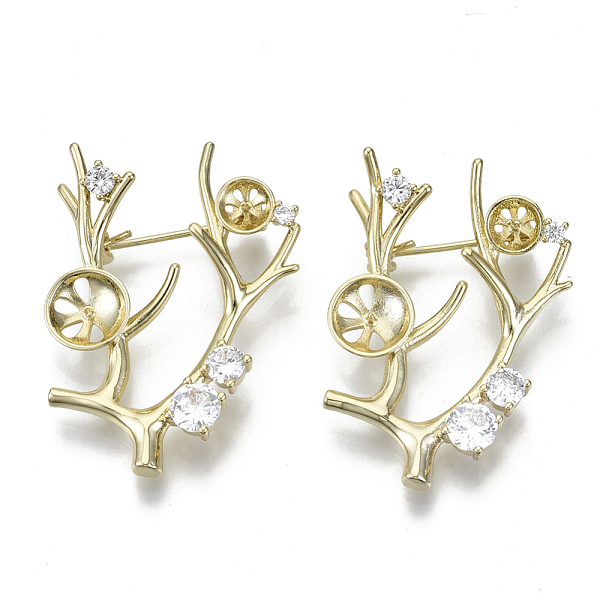 PandaHall Brass Micro Pave Clear Cubic Zirconia Brooch Findings, For Half Drilled Beads, Leafy Branches, Nickel Free, Real 18K Gold Plated...
PandaHall Brass Micro Pave Clear Cubic Zirconia Brooch Findings, For Half Drilled Beads, Leafy Branches, Nickel Free, Real 18K Gold Plated...