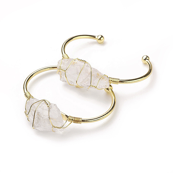 PandaHall Long-Lasting Plated Brass Cuff Bangles, with Natural Quartz Crystal, Nuggets, Golden, 1-3/8 inchx2-3/8 inch(3.8x6cm), 2.8mm Quartz..., White
PandaHall Long-Lasting Plated Brass Cuff Bangles, with Natural Quartz Crystal, Nuggets, Golden, 1-3/8 inchx2-3/8 inch(3.8x6cm), 2.8mm Quartz..., White