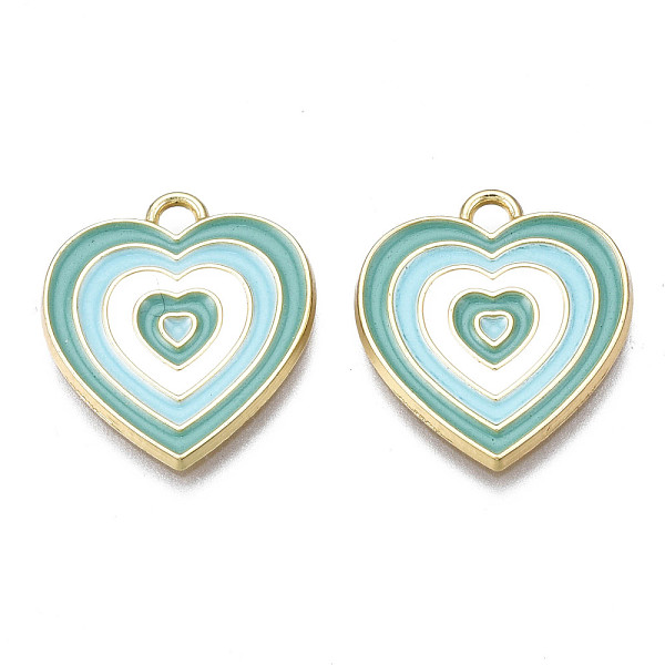 PandaHall Rack Plating Light Gold Alloy Enamel Pendants, Cadmium Free & Lead Free, Heart, Pale Turquoise, 21.5x18.5x1.5mm, Hole: 2mm...
PandaHall Rack Plating Light Gold Alloy Enamel Pendants, Cadmium Free & Lead Free, Heart, Pale Turquoise, 21.5x18.5x1.5mm, Hole: 2mm...