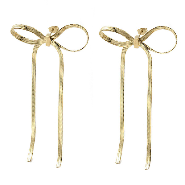 PandaHall 304 Stainless Steel Studs Earrings, Jewely for Women, Bowknot, Golden, 98x46mm 304 Stainless Steel Bowknot
PandaHall 304 Stainless Steel Studs Earrings, Jewely for Women, Bowknot, Golden, 98x46mm 304 Stainless Steel Bowknot