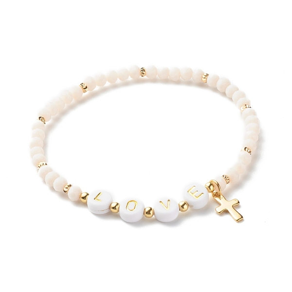 PandaHall Glass Beads Stretch Bracelets, with Acrylic & Brass Beads, 304 Stainless Steel Cross Charms, Word Love, Creamy White, Inner...
PandaHall Glass Beads Stretch Bracelets, with Acrylic & Brass Beads, 304 Stainless Steel Cross Charms, Word Love, Creamy White, Inner...