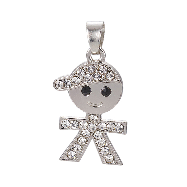 PandaHall Rhinestone Pendants, with Platinum Plated Alloy Findings, Boy, Crystal, 27x18x3mm, Hole: 5x6mm Alloy+Rhinestone Human Clear
PandaHall Rhinestone Pendants, with Platinum Plated Alloy Findings, Boy, Crystal, 27x18x3mm, Hole: 5x6mm Alloy+Rhinestone Human Clear