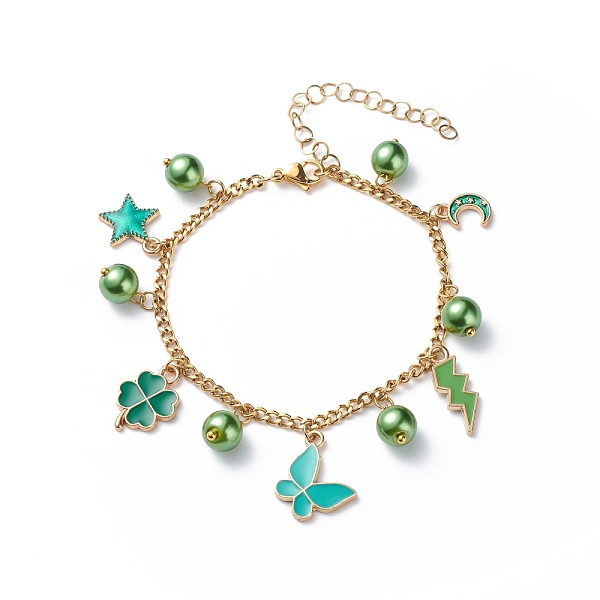PandaHall Alloy Enamel & Glass Pearl Charm Bracelet with 304 Stainless Steel Chains for Women, Green, Pendant: 11~20x7.5~16x1.5~8mm, 7-1/2...
PandaHall Alloy Enamel & Glass Pearl Charm Bracelet with 304 Stainless Steel Chains for Women, Green, Pendant: 11~20x7.5~16x1.5~8mm, 7-1/2...