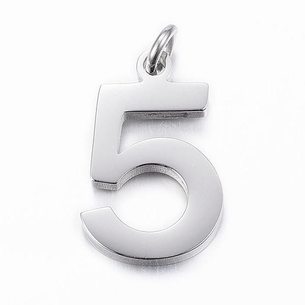 PandaHall 304 Stainless Steel Pendants, Number.5, Stainless Steel Color, 19x12x2mm, Hole: 3mm 304 Stainless Steel Number
PandaHall 304 Stainless Steel Pendants, Number.5, Stainless Steel Color, 19x12x2mm, Hole: 3mm 304 Stainless Steel Number