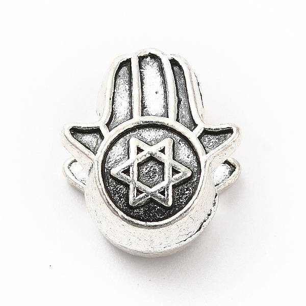 PandaHall Tibetan Style Alloy European Beads, Large Hole Beads, Hamsa Hand with Star of David, Antique Silver, 13x11x7mm, Hole: 4.5mm, about...
PandaHall Tibetan Style Alloy European Beads, Large Hole Beads, Hamsa Hand with Star of David, Antique Silver, 13x11x7mm, Hole: 4.5mm, about...