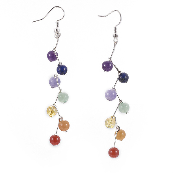 PandaHall Natural Mixed Stone Dangle Earrings, with Brass Earrings Hooks, 85~86mm Mixed Stone
PandaHall Natural Mixed Stone Dangle Earrings, with Brass Earrings Hooks, 85~86mm Mixed Stone