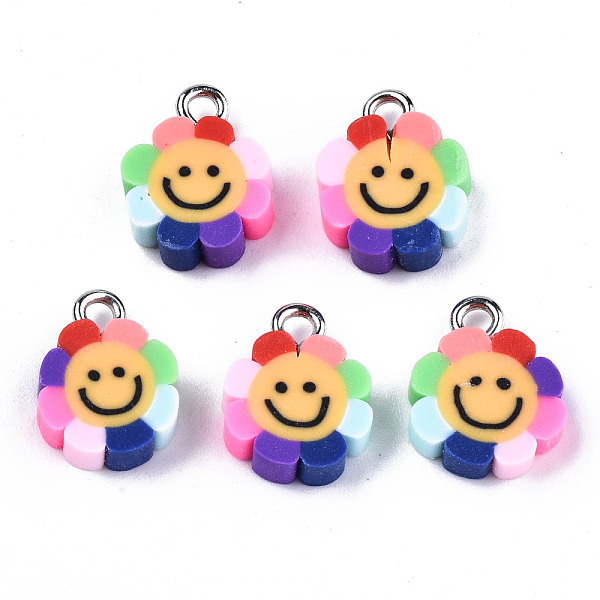 PandaHall Handmade Polymer Clay Charms, with Platinum Tone Iron Findings, Flower with Smile, Rainbow Color 13~14.5x10~12x3~4mm, Hole: 1.8mm...
PandaHall Handmade Polymer Clay Charms, with Platinum Tone Iron Findings, Flower with Smile, Rainbow Color 13~14.5x10~12x3~4mm, Hole: 1.8mm...